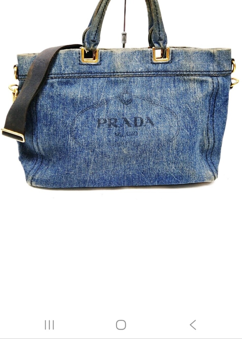 Prada Handbag  Blue Denim Shoulder Bag Canapa Women's PRADA